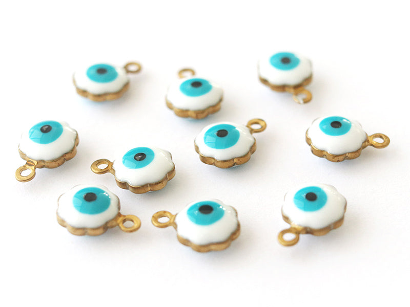 achat Lot de 10 pendentifs / breloques œil turque - laiton