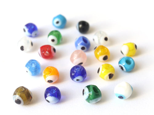 Achat Lot de 20 perles rondes en verre - œil turc