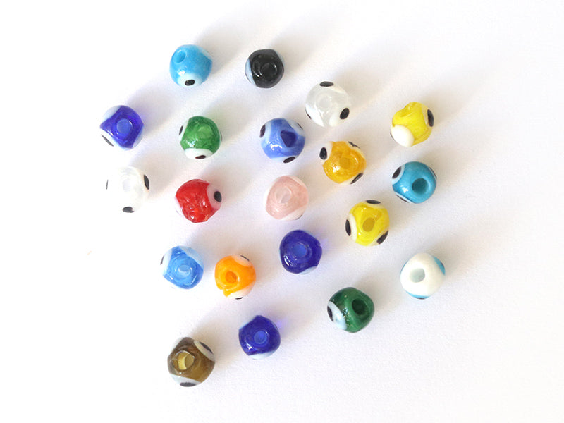 Achat Lot de 20 perles rondes en verre - œil turc