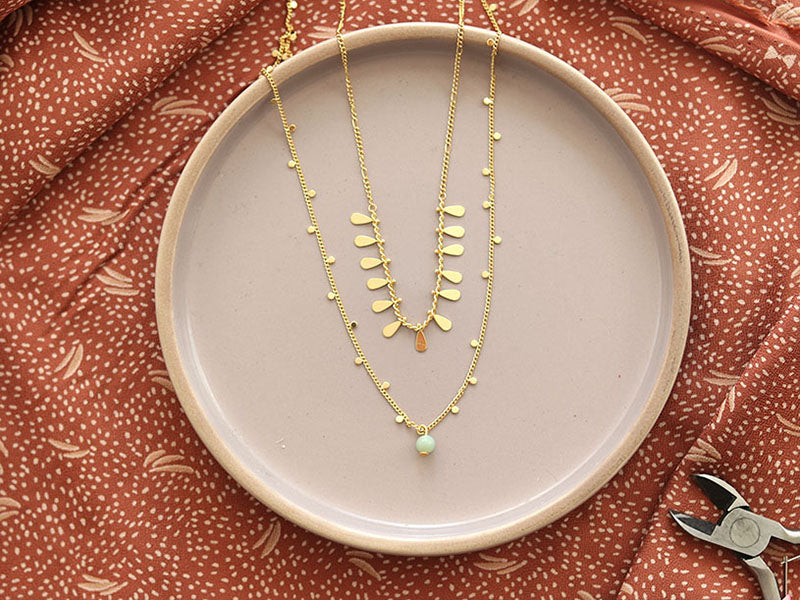 achat Chaine perles rondes - doré à l'or fin 18K x 20 cm