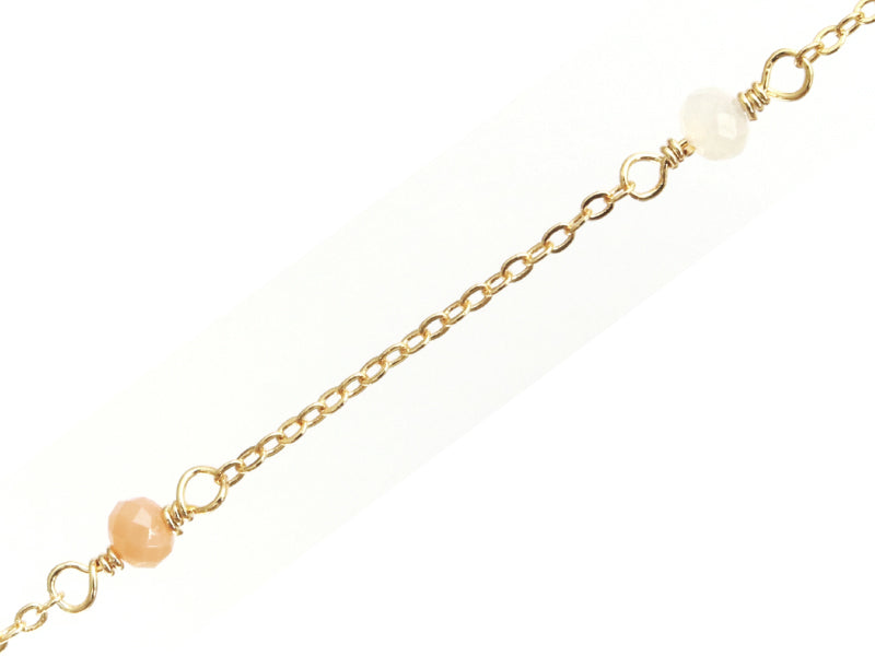 achat Chaine perlée - perles roses et blanches - doré à l'or fin 18K x 20 cm