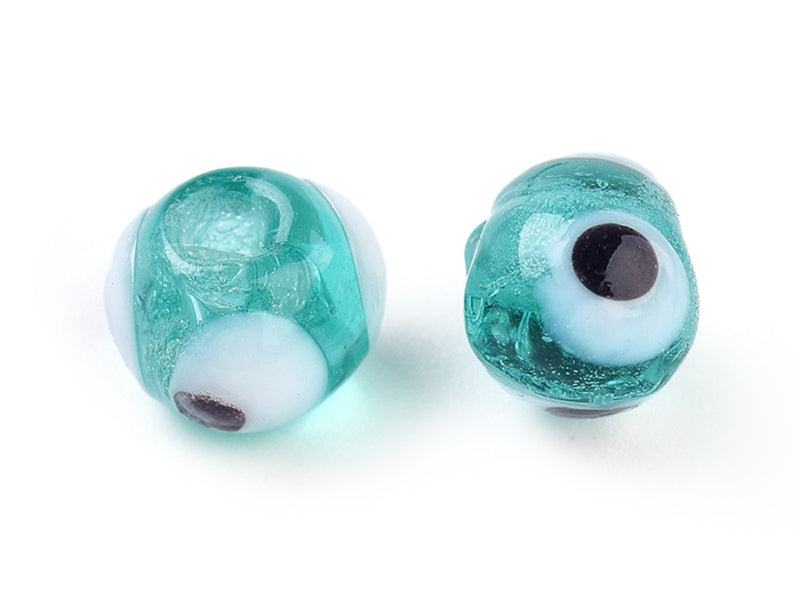 achat Lot de 20 perles rondes en verre - œil turc