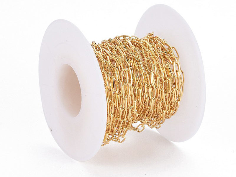achat Chaîne trombone - 6 x 2 mm - doré à l'or fin 18K x 20 cm