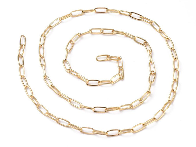 achat Chaîne trombone - 6 x 2 mm - doré à l'or fin 18K x 20 cm
