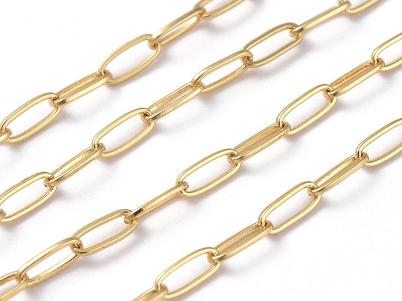 achat Chaîne trombone - 6 x 2 mm - doré à l'or fin 18K x 20 cm