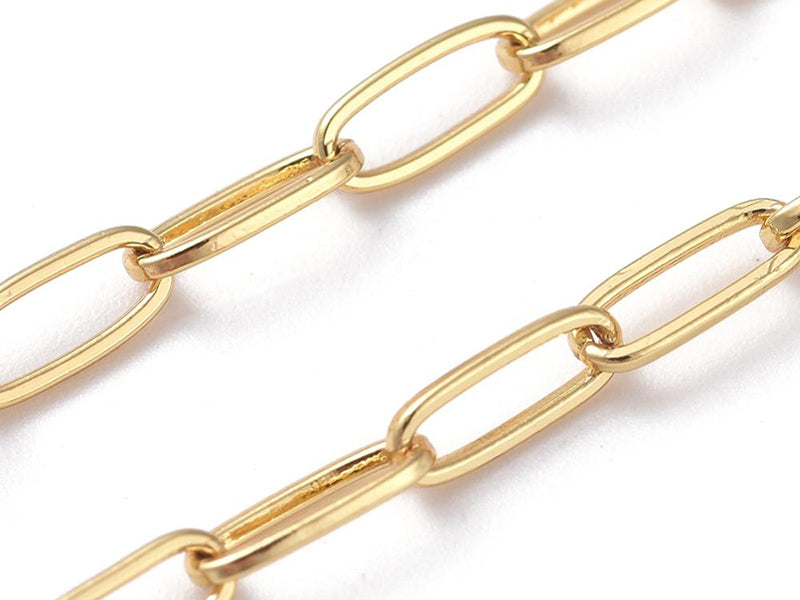 achat Chaîne trombone - 6 x 2 mm - doré à l'or fin 18K x 20 cm