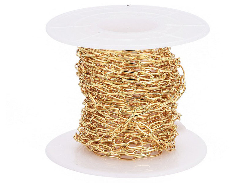 achat Chaîne trombone - 6 x 2 mm - doré à l'or fin 18K x 20 cm