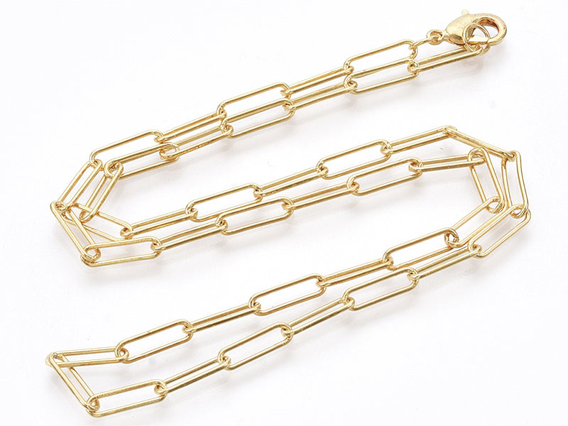 Achat Collier 46 cm - chaîne trombone - doré à l'or fin 18K