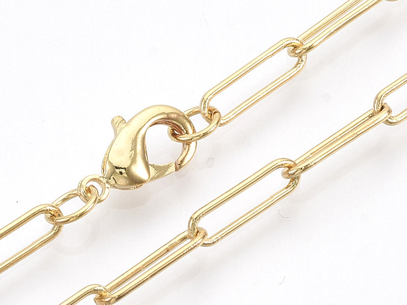 Achat Collier 46 cm - chaîne trombone - doré à l'or fin 18K
