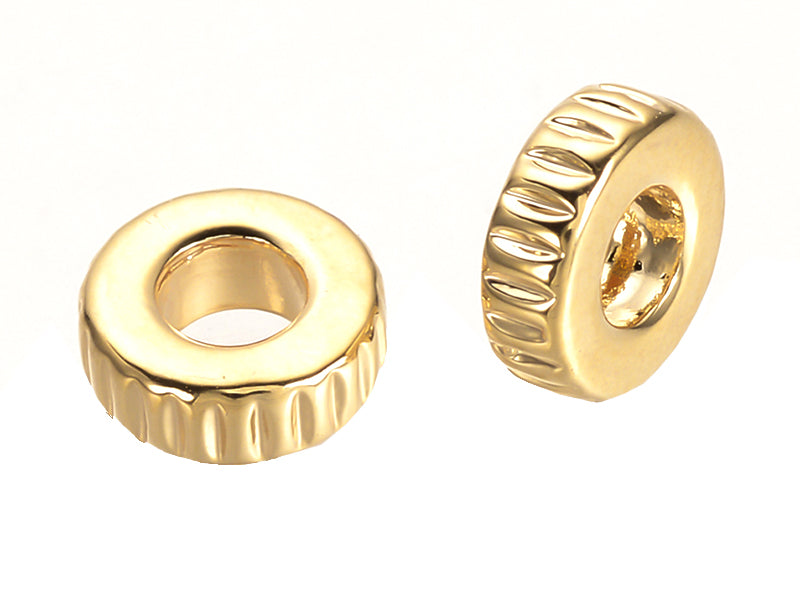achat 10 perles intercalaires à motifs - doré à l'or fin 18k - 6,5 x 2 mm