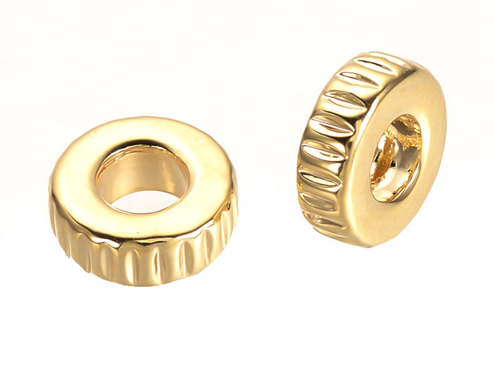 Achat 10 perles intercalaires à motifs - doré à l'or fin 18k - 6,5 x 2 mm