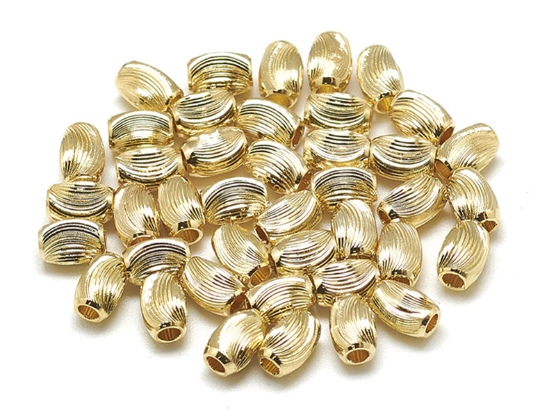 Achat 10 perles ondulées - doré à l'or fin 18k - 6 x 4 mm