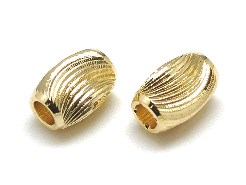 Achat 10 perles ondulées - doré à l'or fin 18k - 6 x 4 mm