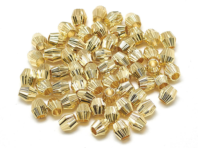 Achat 10 perles ondulées - doré à l'or fin 18k - 4 x 4 mm