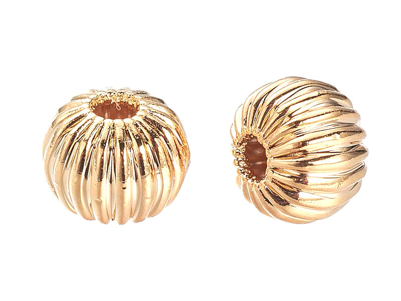 achat 10 perles rondelles ondulées - doré à l'or fin 18k - 4 x 3 mm