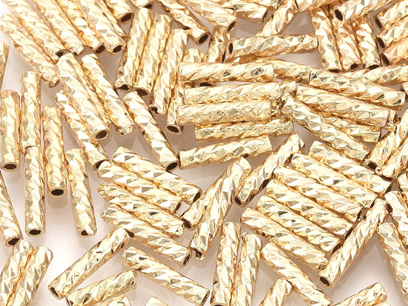 Achat 20 perles fantaisie - doré à l'or fin 18k - 7 x 1,5 mm