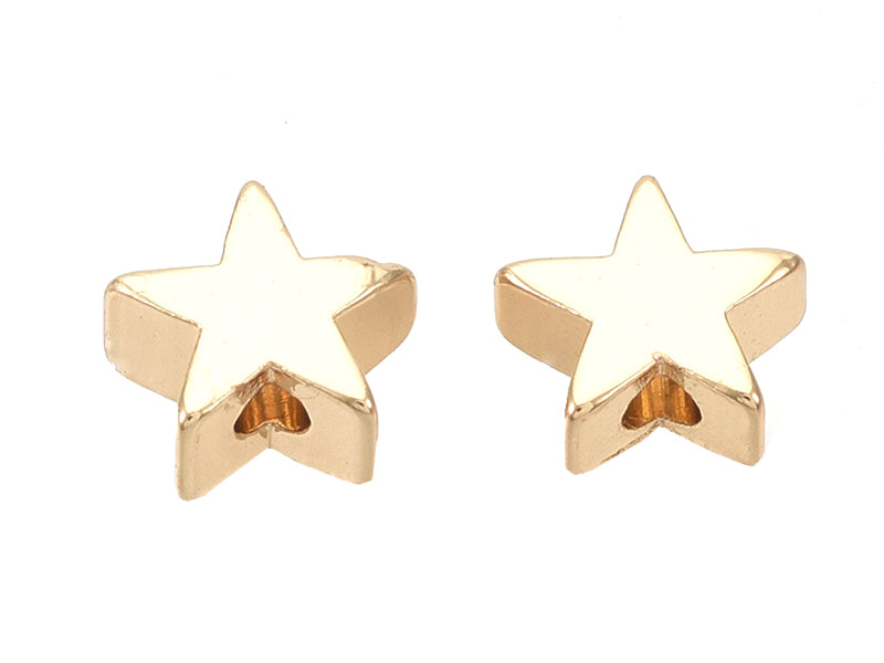 Achat 10 perles étoiles - doré à l'or fin 18k - 6 x 6 x 3 mm