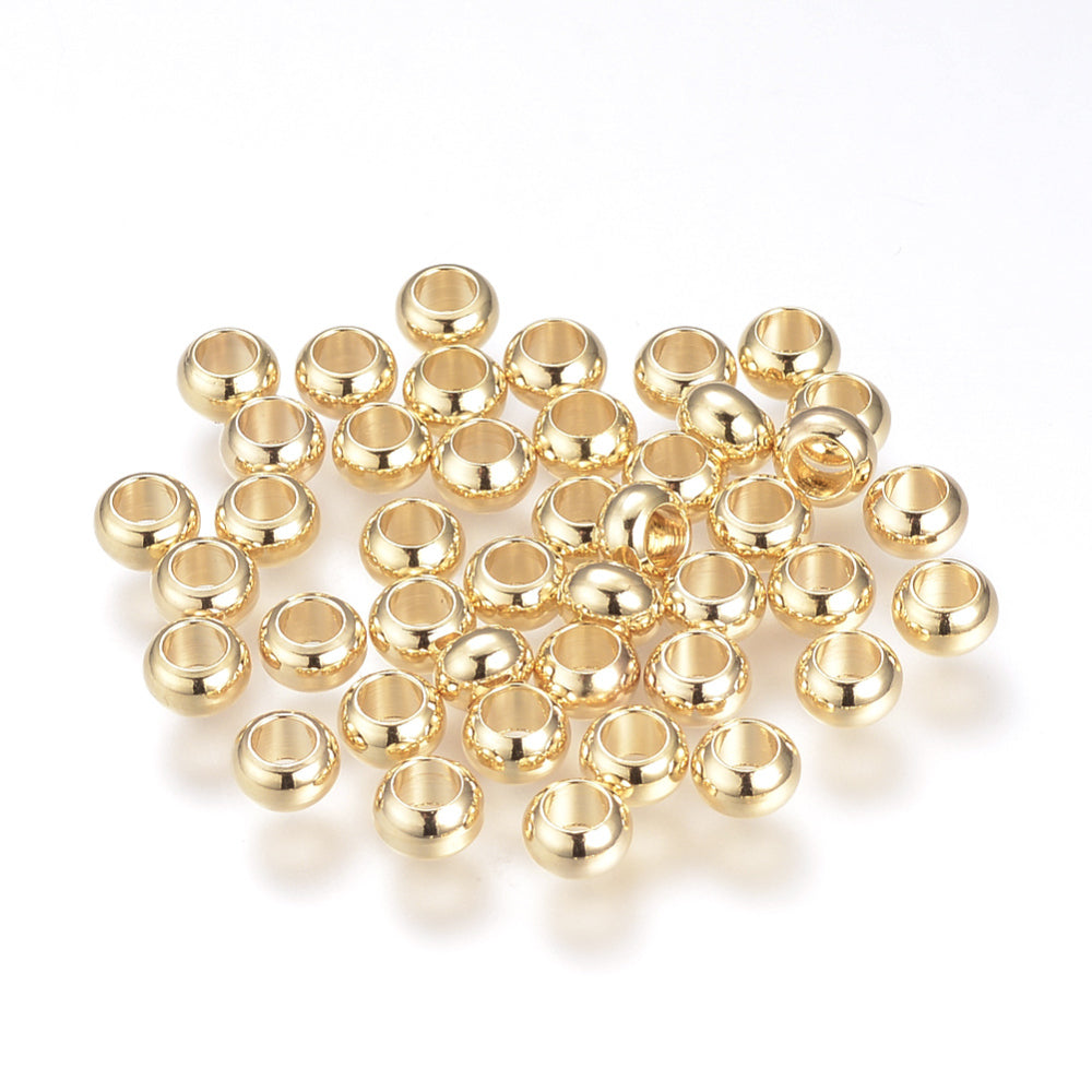 achat 10 perles rondelles intercalaires - doré à l'or fin 18k - 5 x 3 mm