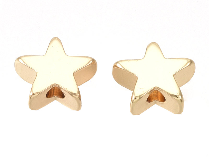 Achat 10 perles étoiles - doré à l'or fin 18k - 8 x 8 x 3 mm