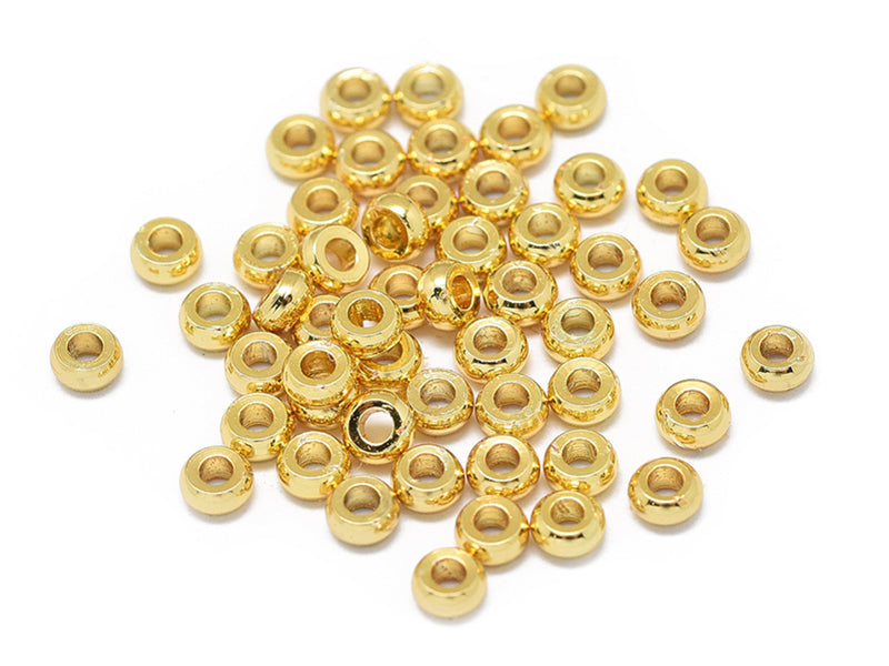 Achat 10 perles intercalaires rondelles - doré à l'or fin 18k - 2,7 x 1,3 mm
