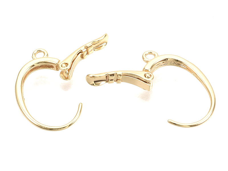 achat Boucles d'oreilles dormeuses avec boucle - doré à l'or fin 18k - 20,5 mm
