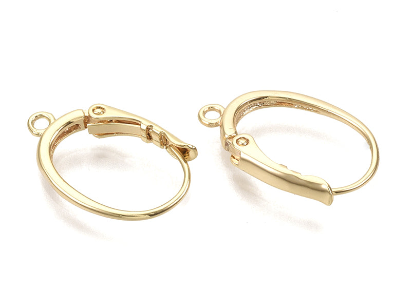 achat Boucles d'oreilles dormeuses avec boucle - doré à l'or fin 18k - 20,5 mm