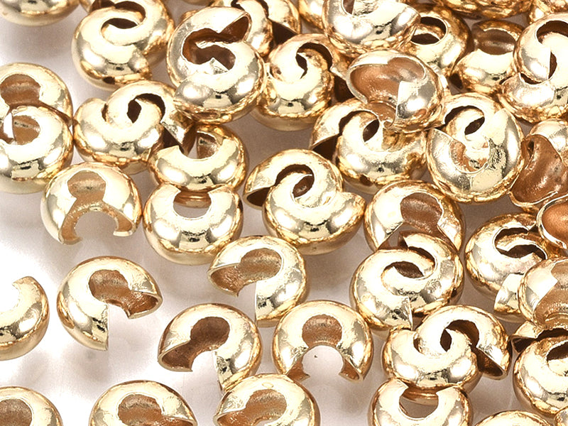 Achat 20 cache-perles à écraser - doré à l'or fin 18k - 4 mm
