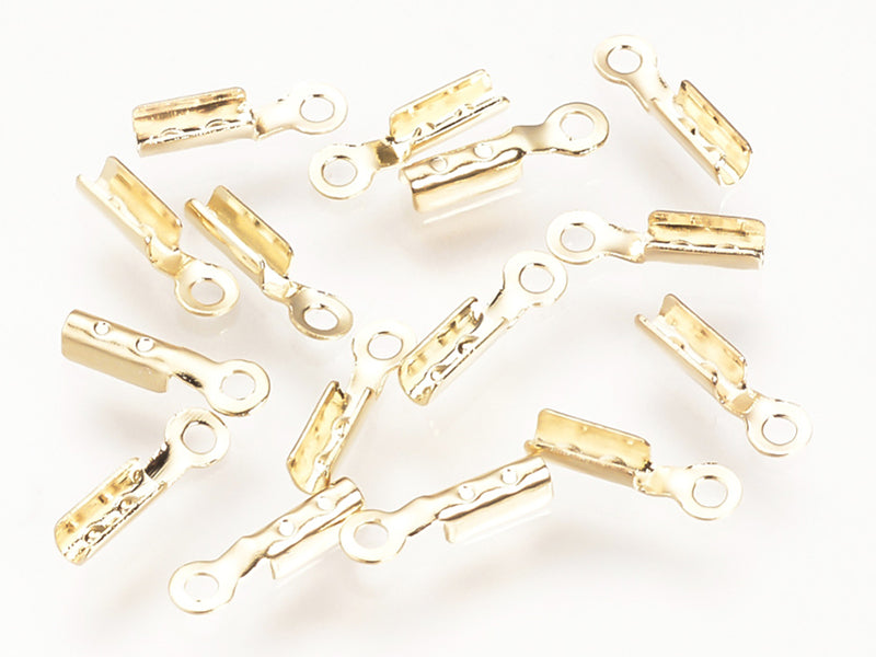 achat 20 serre fil / embouts pour cordon - doré à l'or fin 18k - 7,5 x 2 x 1,5 mm