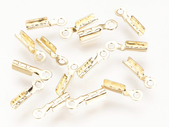 Achat 20 serre fil / embouts pour cordon - doré à l'or fin 18k - 7,5 x 2 x 1,5 mm