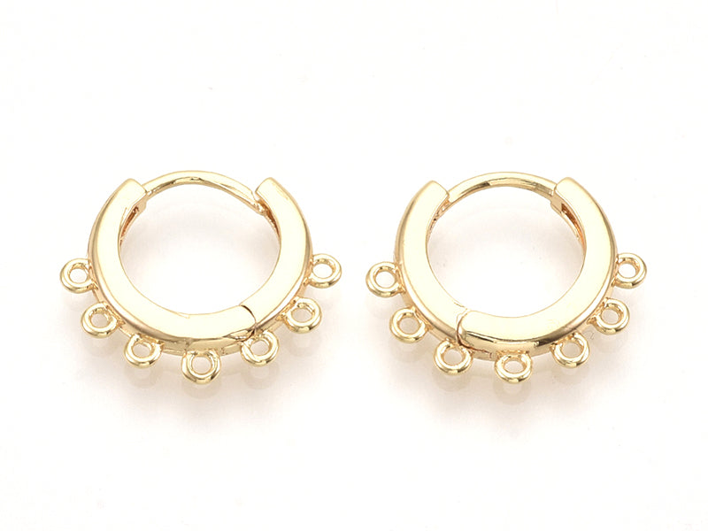 Achat Paire de créoles avec boucle Huggie - doré à l'or fin 18k - 18,5 x 16 x 2,5 mm