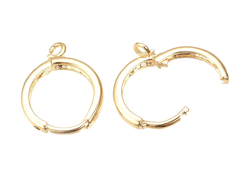 achat Paire de créoles avec boucle Huggie - doré à l'or fin 18k - 17 x 13,5 x 2 mm