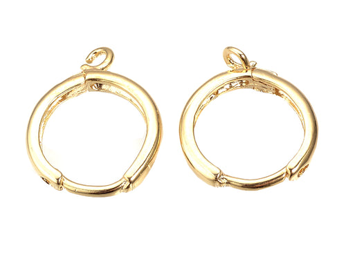 Achat Paire de créoles avec boucle Huggie - doré à l'or fin 18k - 17 x 13,5 x 2 mm