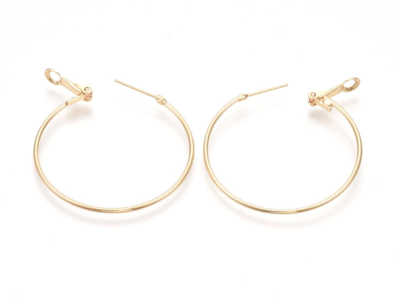 Achat Paire de créoles - doré à l'or fin 18k - 43 x 40 x 1,5 mm