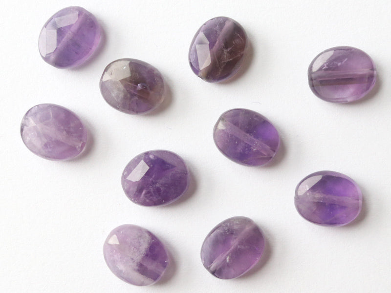 achat Perle naturelle à facettes ovale - Amethyste - 10 x 8 mm