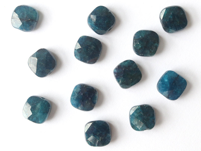 Achat Perle naturelle à facettes carré - Apatite bleue - 8 x 8 mm