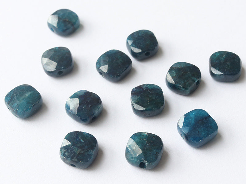achat Perle naturelle à facettes carré - Apatite bleue - 8 x 8 mm