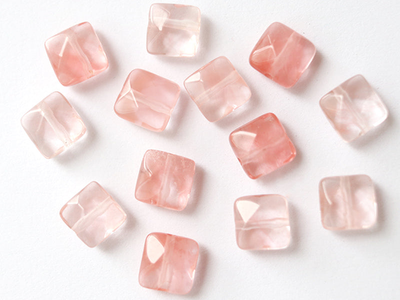 achat Perle naturelle à facettes carré -  Quartz cerise - 8 x 8 mm