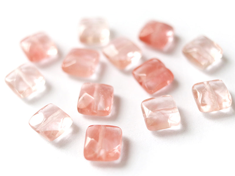 achat Perle naturelle à facettes carré -  Quartz cerise - 8 x 8 mm