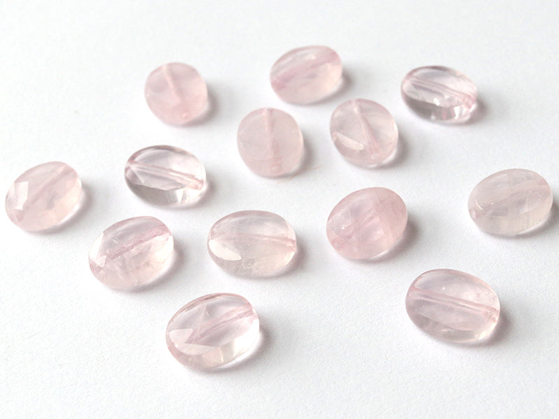 Achat Perle naturelle à facettes ovale -  Quartz rose - 10 x 8 mm