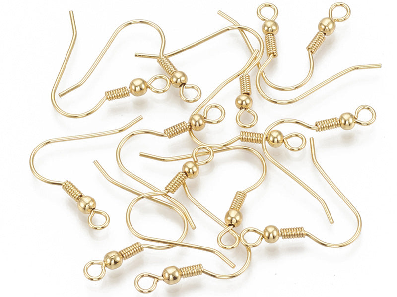 achat 10 paires de boucles d'oreilles crochets - doré à l'or fin 18k - 20 mm