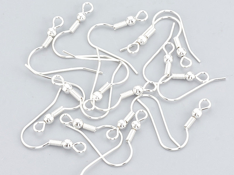 achat 10 paires de boucles d'oreilles crochets - plaqué argent - 20 mm
