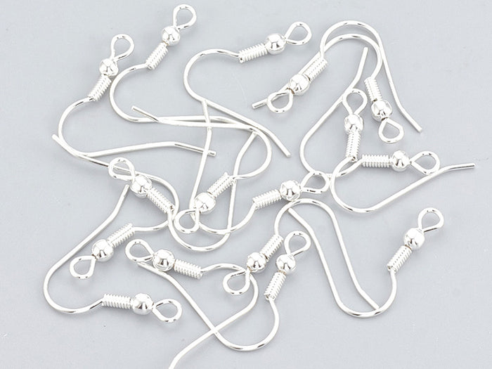 Achat 10 paires de boucles d'oreilles crochets - plaqué argent - 20 mm