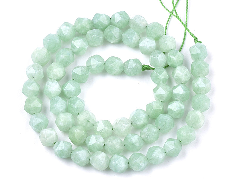 Achat Lot de 10 perles naturelles géométriques à facettes - 6 mm - Jade de Birmanie