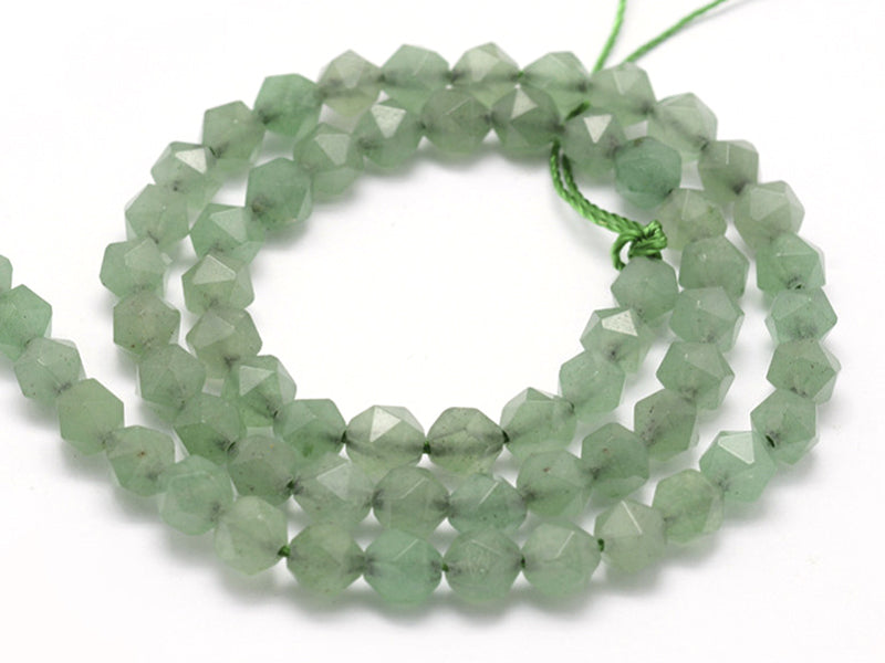 Achat Lot de 10 perles naturelles géométriques à facettes - 6 mm - Aventurine