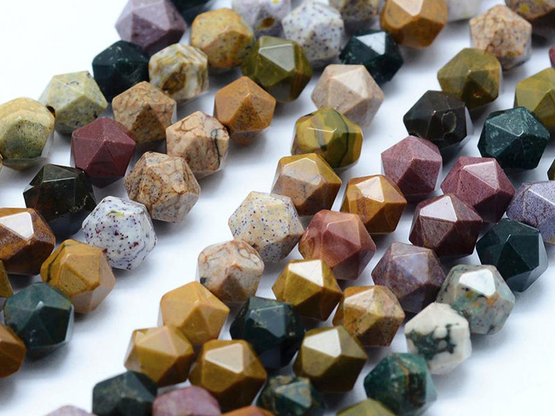 achat Lot de 10 perles naturelles géométriques à facettes - 6 mm -  Jaspe