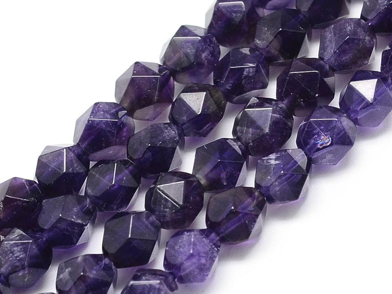 Achat Lot de 10 perles naturelles géométriques à facettes - 6 mm - Améthyste