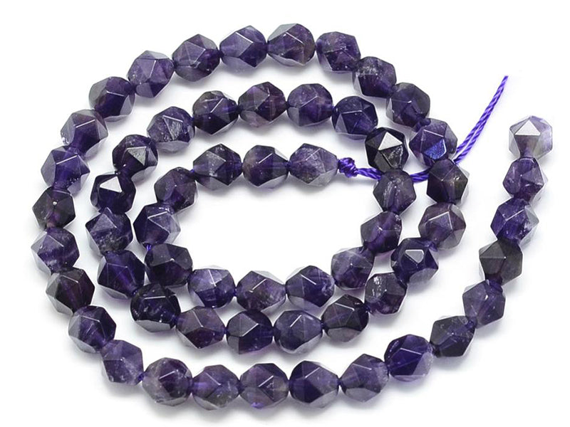Achat Lot de 10 perles naturelles géométriques à facettes - 6 mm - Améthyste