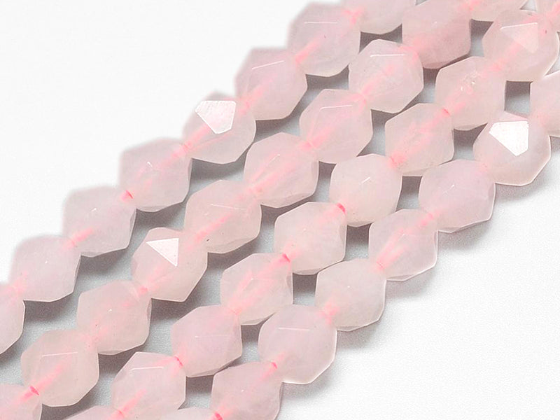Achat Lot de 10 perles naturelles géométriques à facettes - 6 mm - Quartz rose