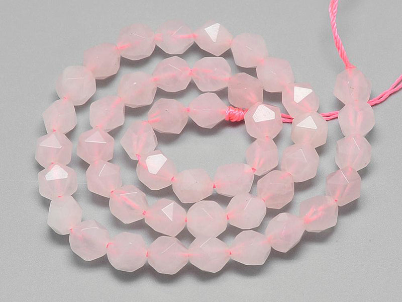 Achat Lot de 10 perles naturelles géométriques à facettes - 6 mm - Quartz rose