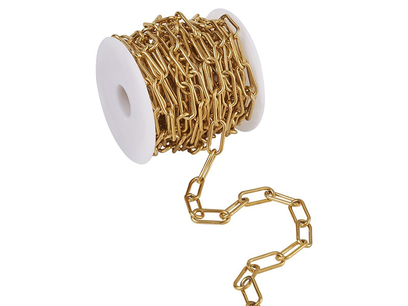 Achat Chaine trombone dorée 17x7 mm  -  acier inoxydable 304  x 20 cm